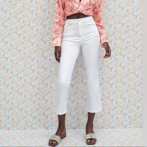 Zara Dreed Flare White Jeans